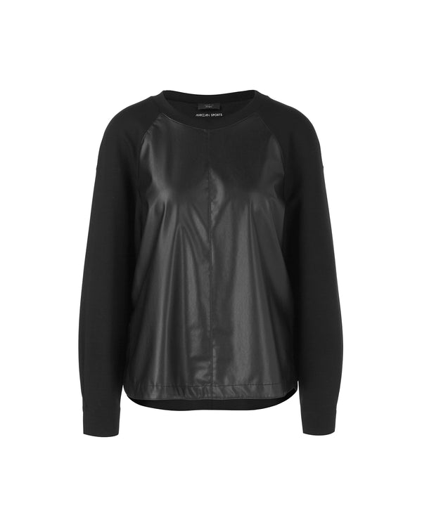 LEATHER FRONT SWEATSHIRT