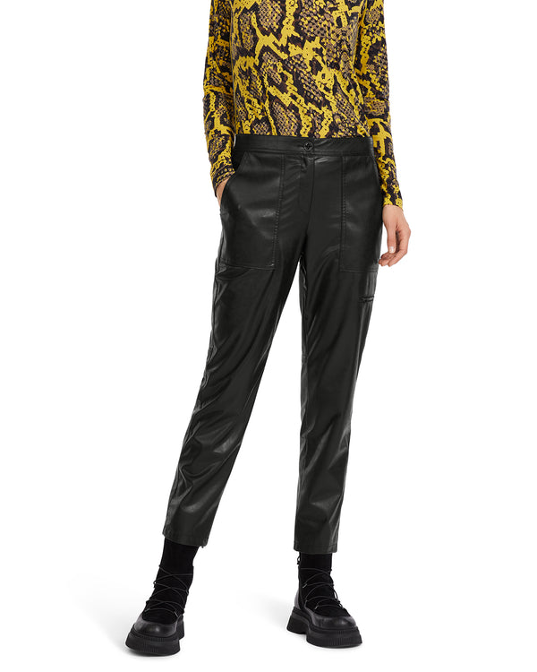 Faux Leather Black Cargo Pant