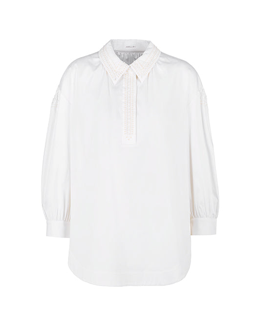Cotton Shirt embroidered collar and placket