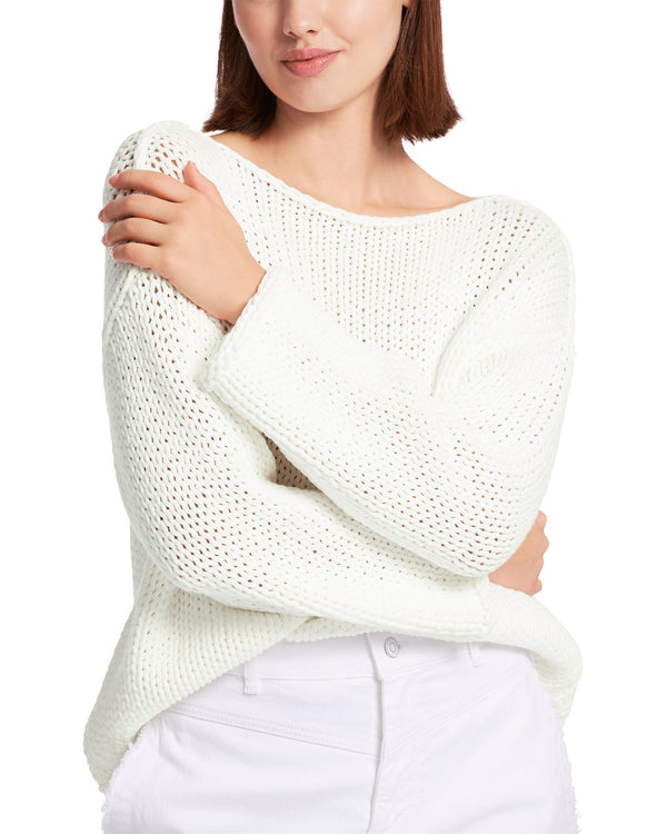 BOAT NECK CHUNKY WHITE SWEATER