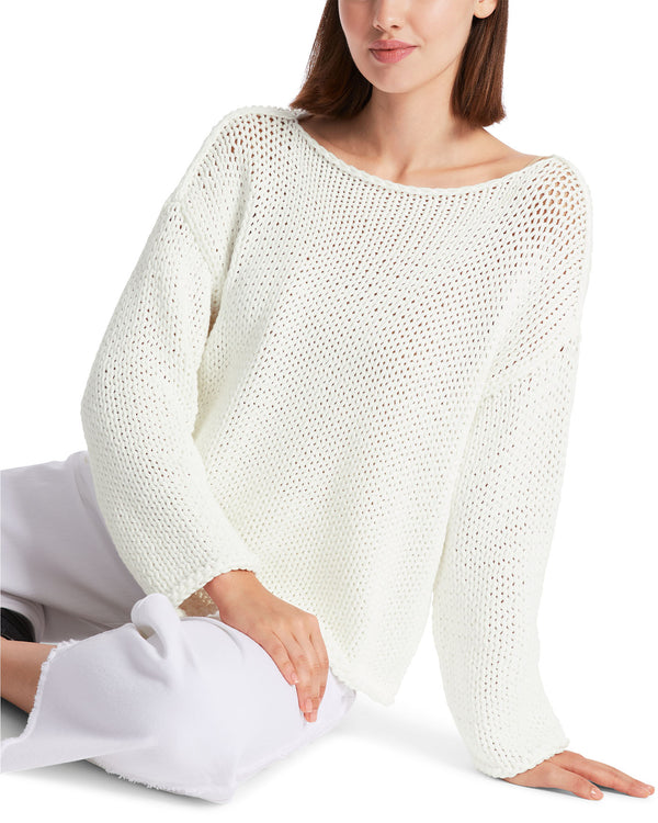 BOAT NECK CHUNKY WHITE SWEATER