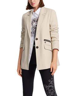 Zip Pocket Jersey Stretch Cream Blazer