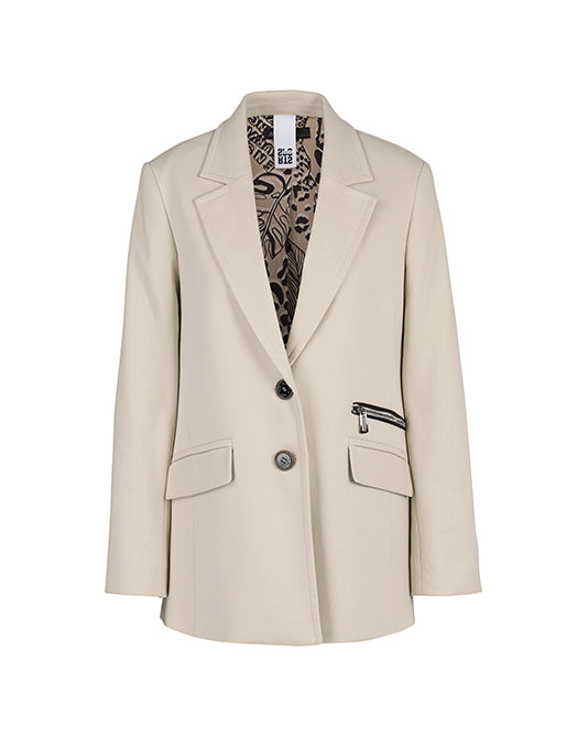 Zip Pocket Jersey Stretch Cream Blazer