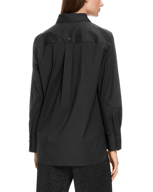 Diamante Trim Cotton Shirt in Black