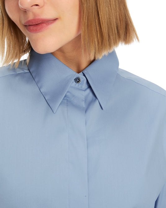 Diamante Trim Shirt in Oxford Blue