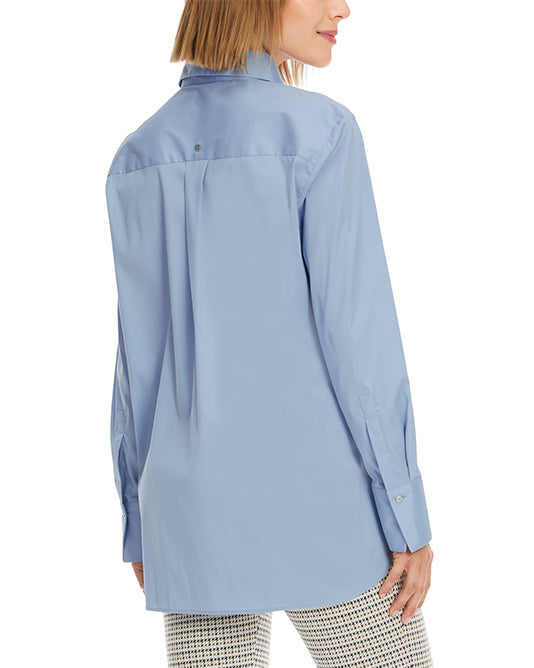 Diamante Trim Shirt in Oxford Blue