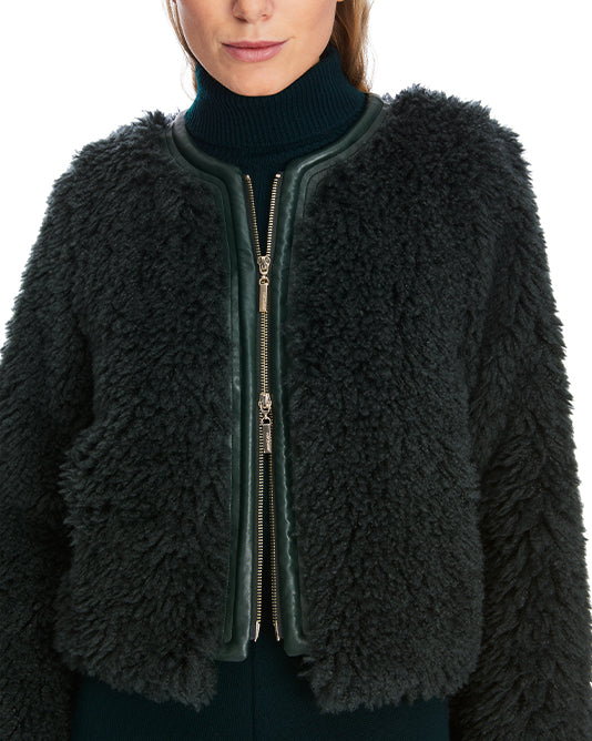 Bottle Green Faux Fur Bomber Jacket