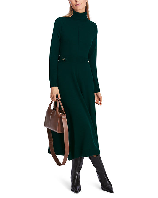 Long Bottle Green Knit Dress