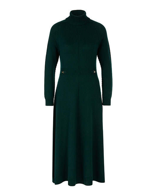 Long Bottle Green Knit Dress