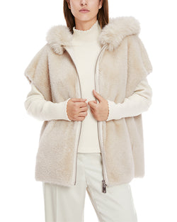 Cream Faux Fur Hooded Gilet