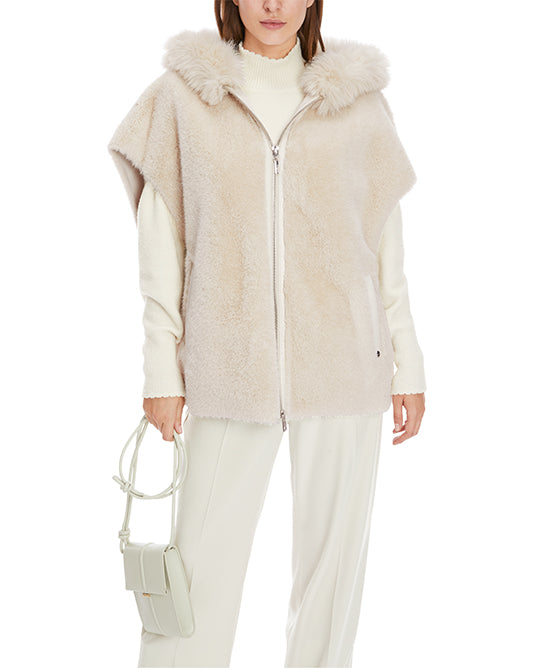 Cream Faux Fur Hooded Gilet