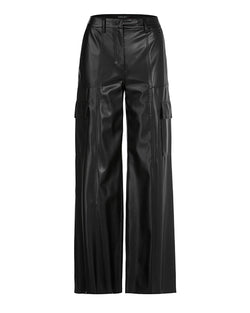 Wide Faux Leather Cargo Pant
