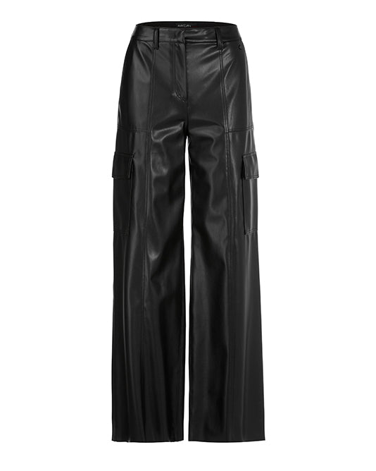 Wide Faux Leather Cargo Pant