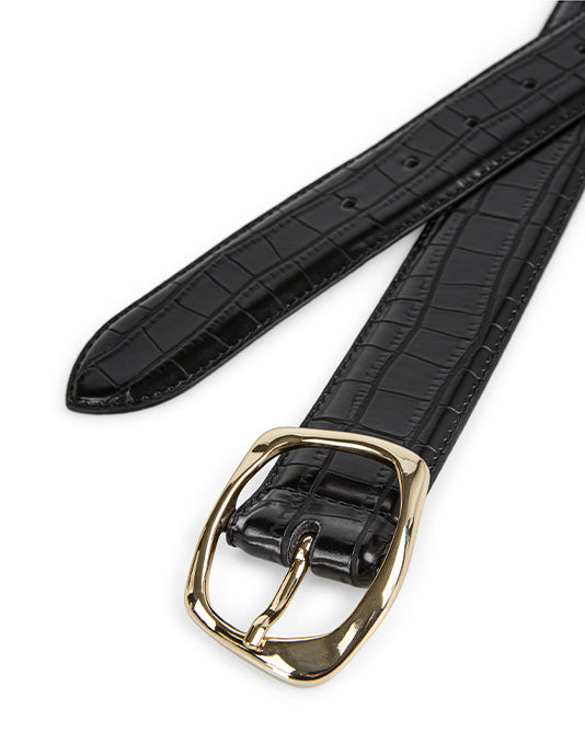 Mock Croc Belt With Ornate Buckle