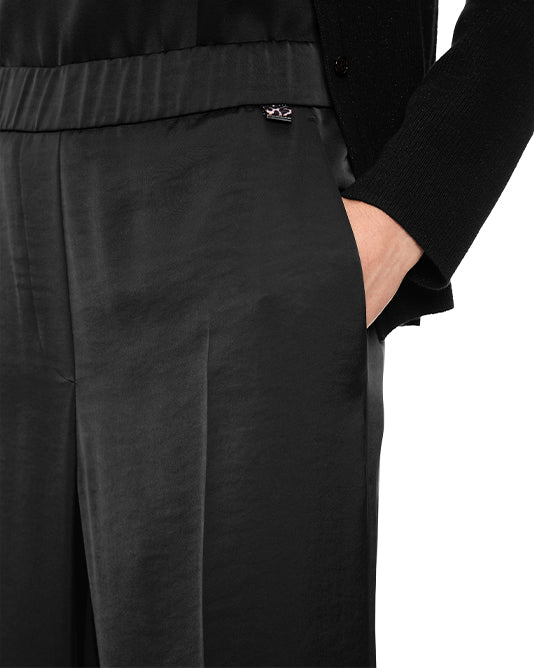 Black Satin Floppy Pant