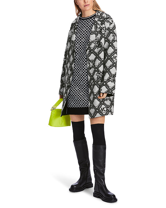 Reversible Black & White Pattern Knit Coat