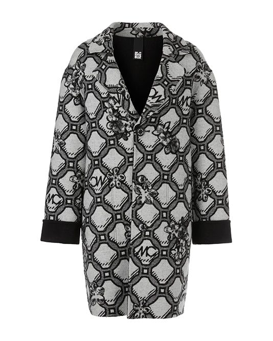 Reversible Black & White Pattern Knit Coat