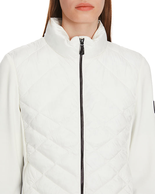 Quilted Bodice Jersey Jacket in White