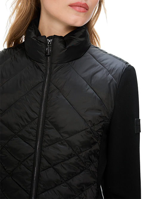 Quilted Bodice Jersey Jacket in Black