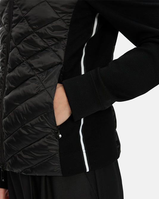 Quilted Bodice Jersey Jacket in Black