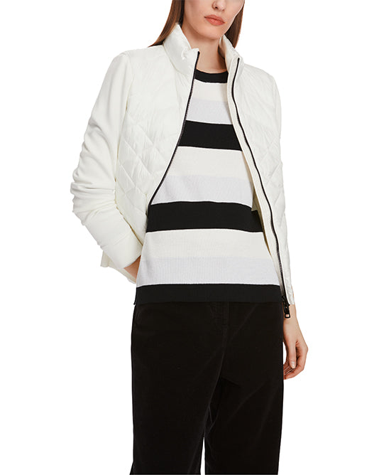 Quilted Bodice Jersey Jacket in White