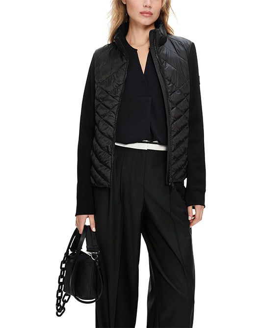 Quilted Bodice Jersey Jacket in Black