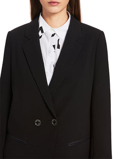 Crepe Relaxed Fit Blazer With Satin Stripe Sleeve