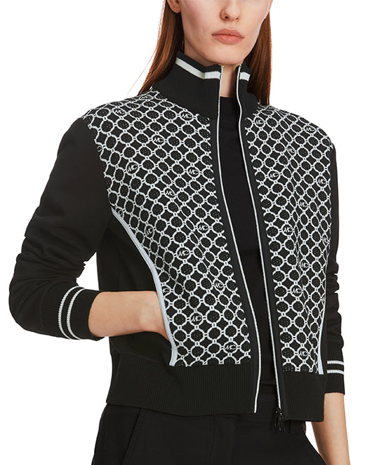 Diamond Pattern Zip Cardigan