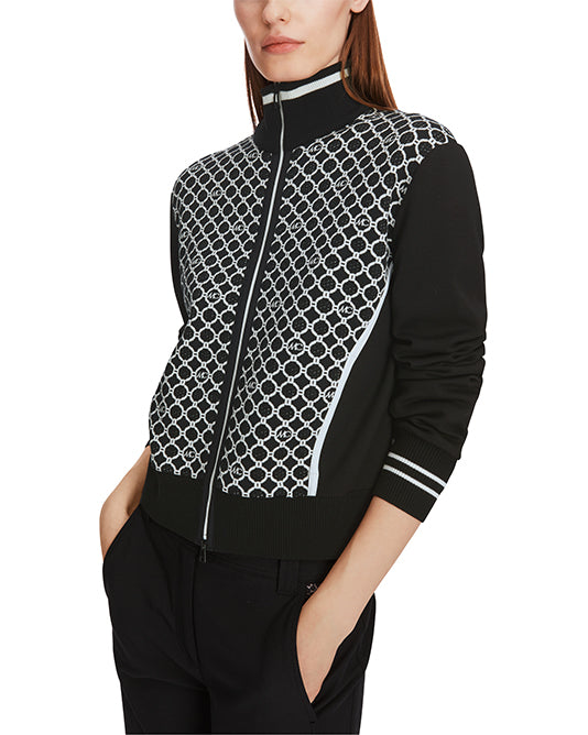 Diamond Pattern Zip Cardigan