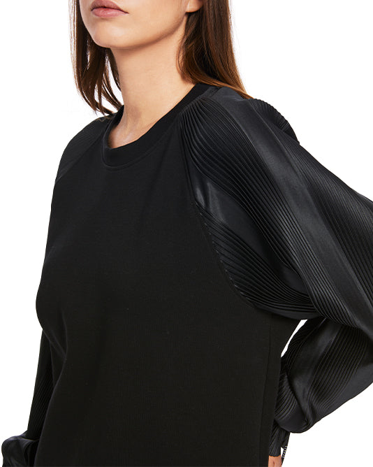 Sweatshirt With Pleated Sleeves