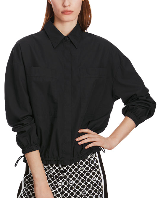 Black Soft Cotton Blouson Shirt