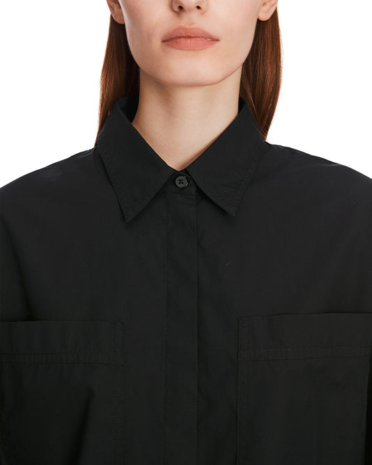 Black Soft Cotton Blouson Shirt