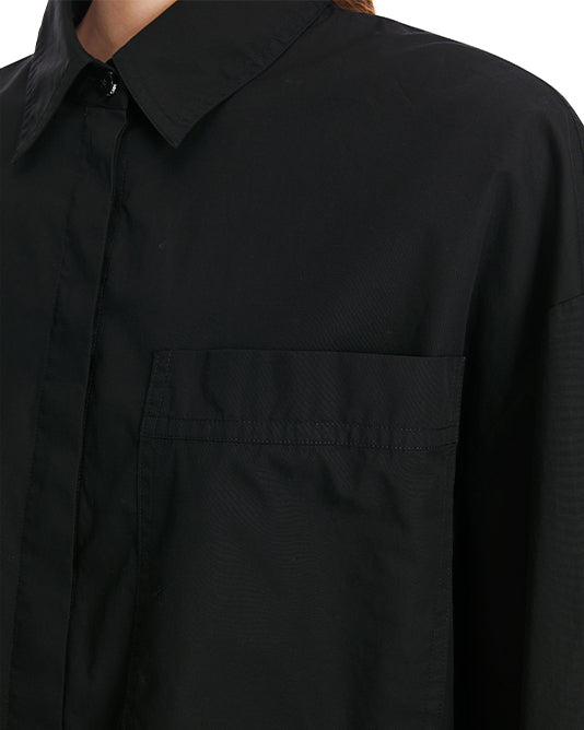 Black Soft Cotton Blouson Shirt