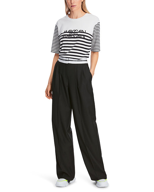 Fold-Over Effect Waistband Pleat Front Pant