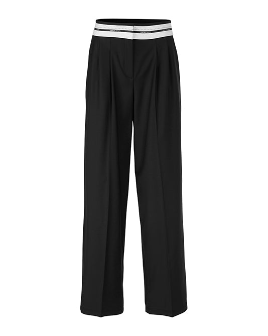 Fold-Over Effect Waistband Pleat Front Pant