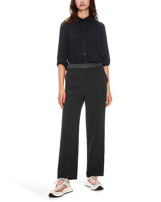 Crepe Pant With Satin Waistband & Side Stripe