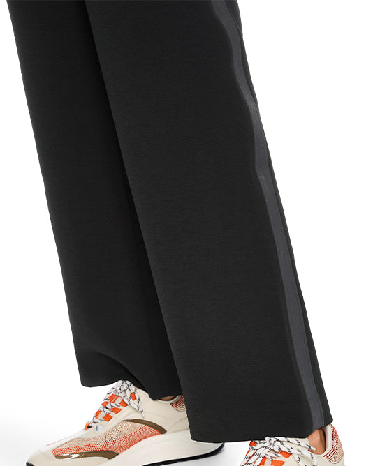 Crepe Pant With Satin Waistband & Side Stripe