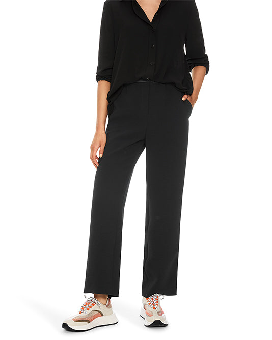 Crepe Pant With Satin Waistband & Side Stripe