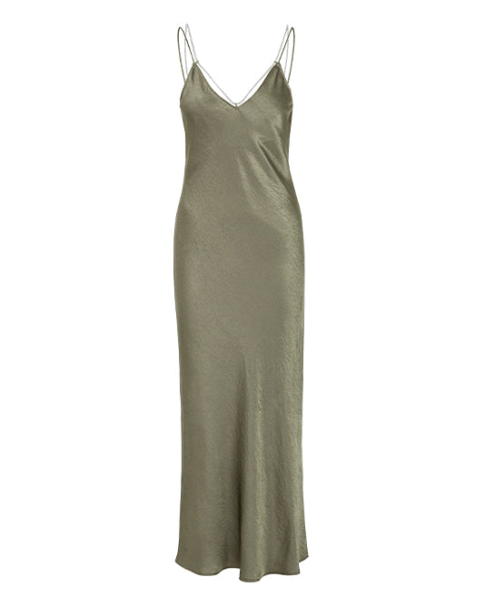 Sage Satin Slip Dress