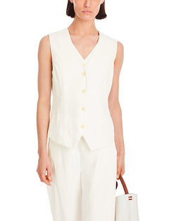 Double Front White Linen Waistcoat