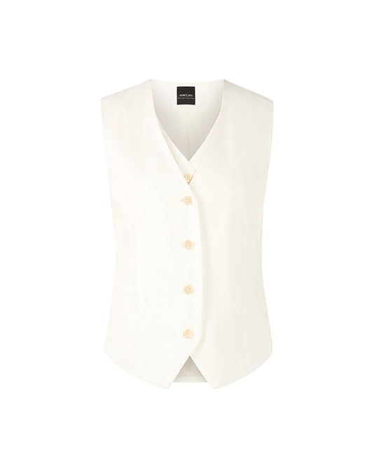 Double Front White Linen Waistcoat