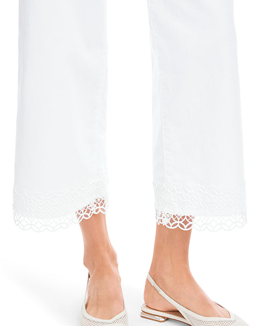 Lace Trim White Jean