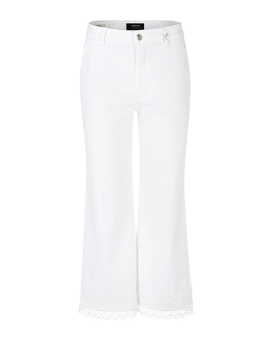 Lace Trim White Jean