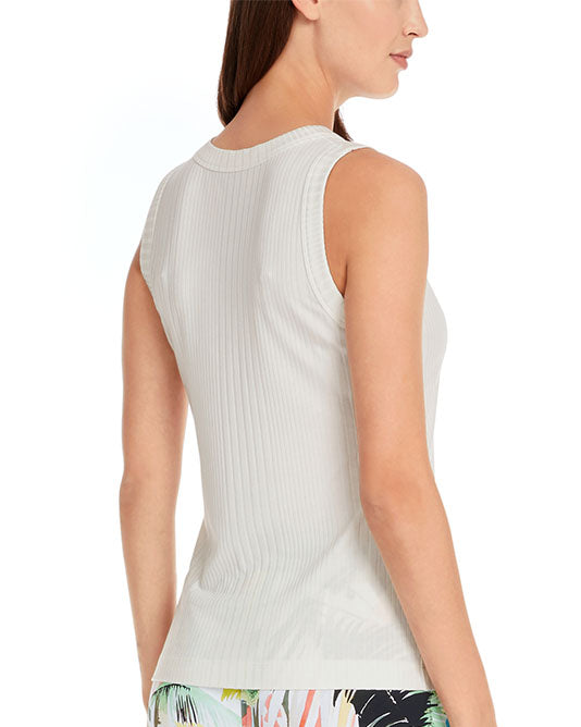 Ribbed High Neck Vest in White