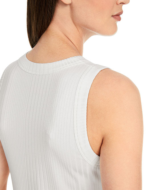 Ribbed High Neck Vest in White