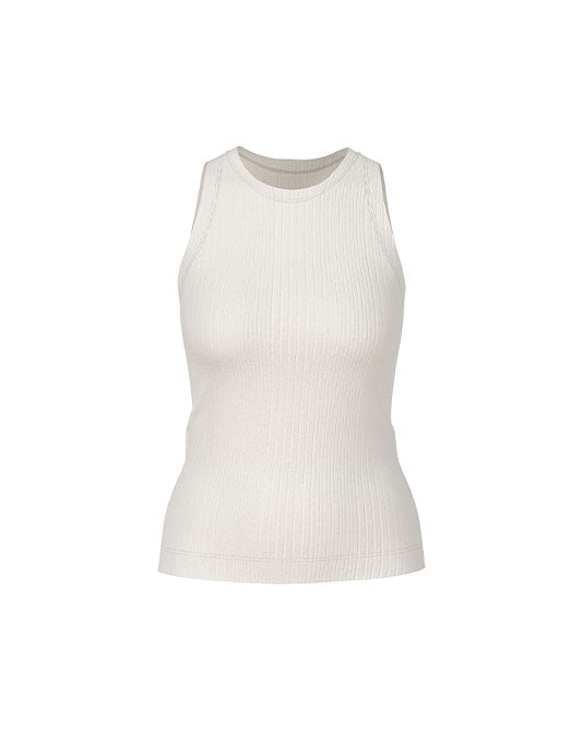 Ribbed High Neck Vest in White