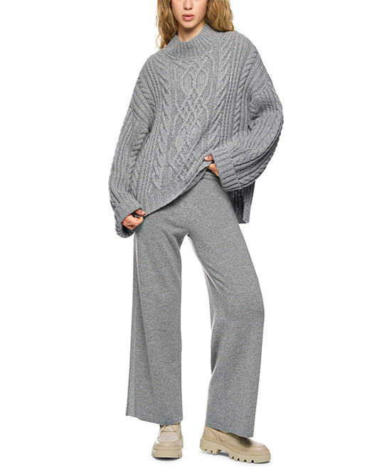 Cashmere Set With Cable Knit Sweater & Pant