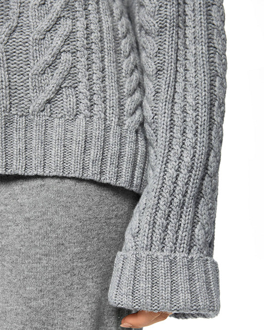 Cashmere Set With Cable Knit Sweater & Pant