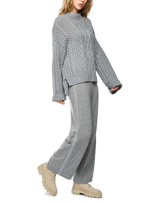 Cashmere Set With Cable Knit Sweater & Pant