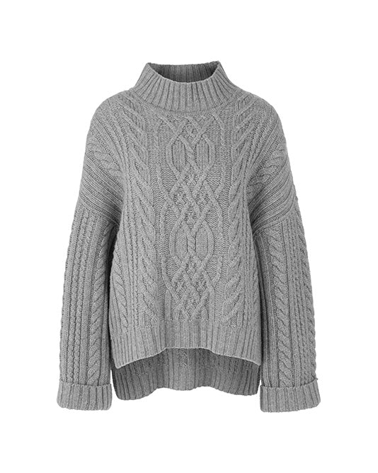 Cashmere Set With Cable Knit Sweater & Pant